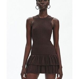 Urban Outfitters Chocolate Ribbed Mini Dress